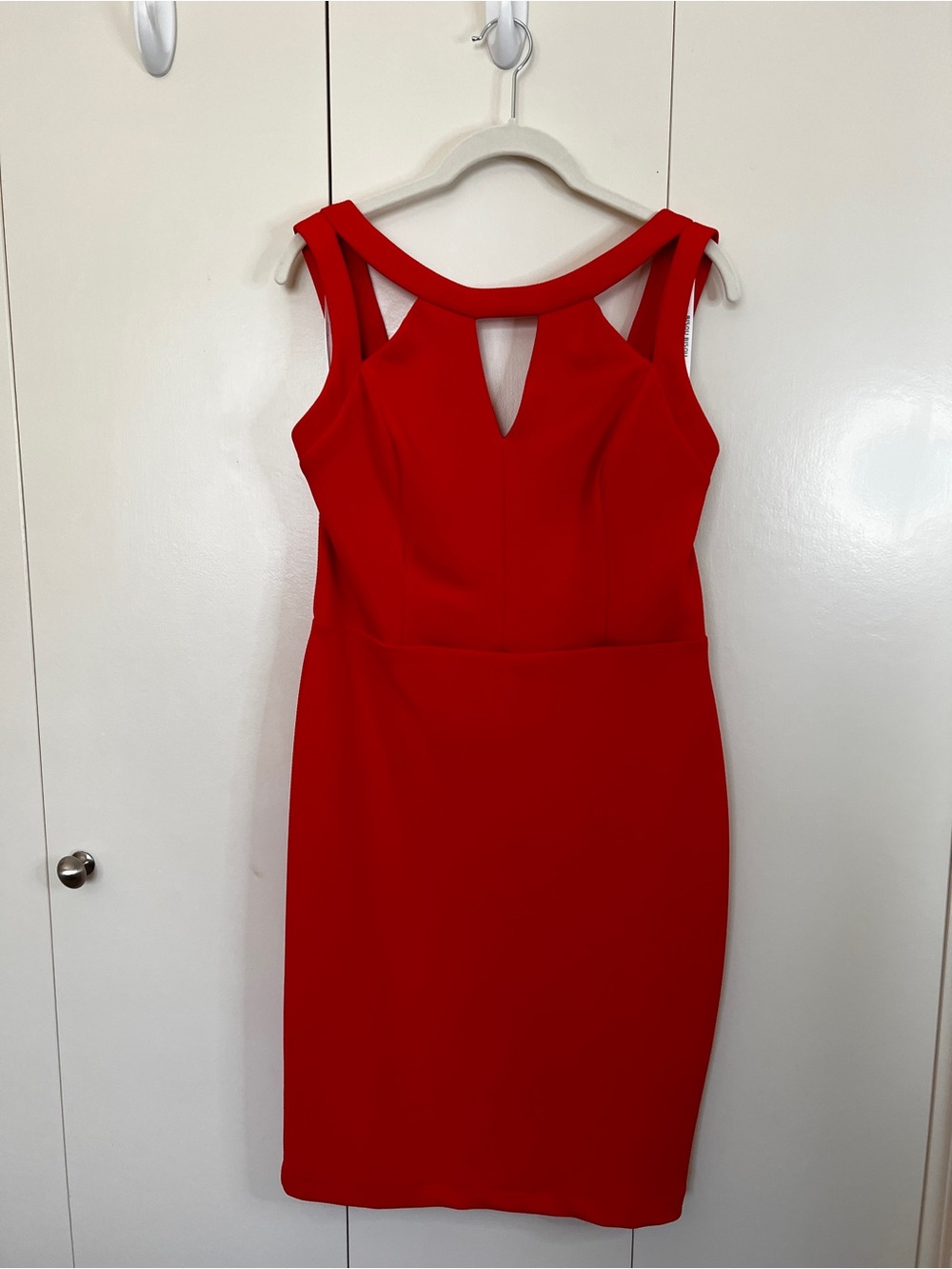 Bisou Bisou Red Midi Sheath Dress with Cutout Neckline